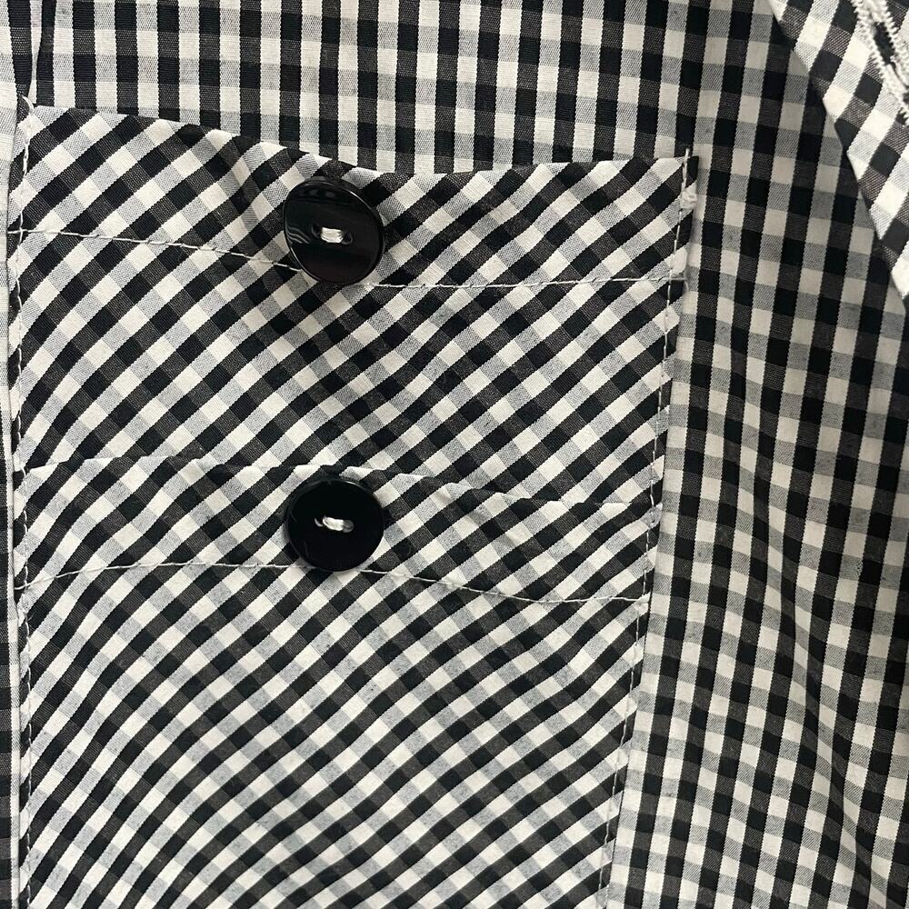 IC By Connie K Black White Gingham Button Back Blouse Size XL Plaid Classic - Picture 3 of 6